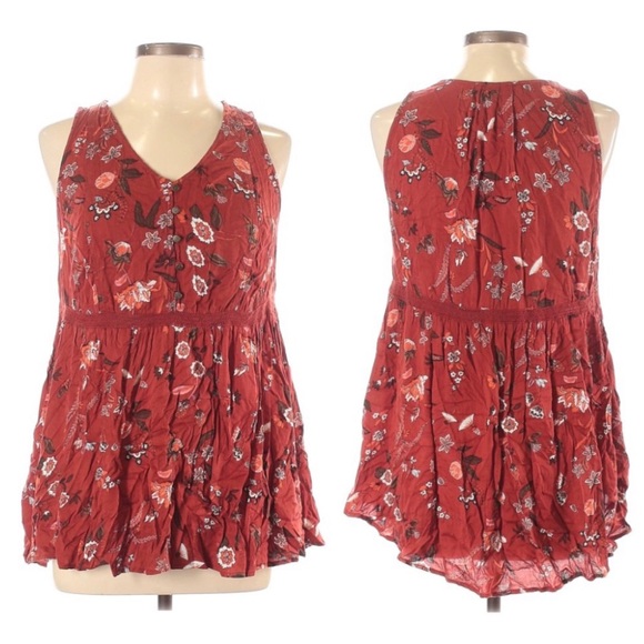 Torrid Ochre Floral Twill Babydoll Tunic Top 4X - Picture 10 of 16